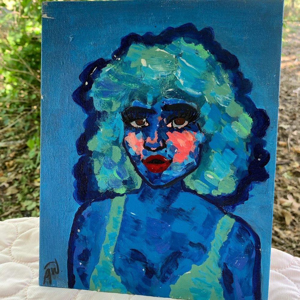 Bright and Colorful Handmade Acrylic Painting 90's Inspired Art, wall decor